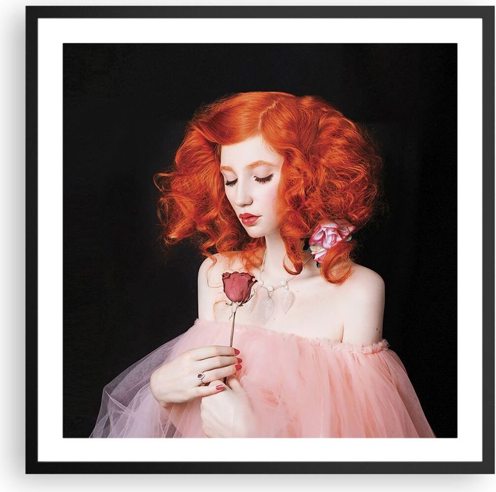 Gerahmtes Poster - Schwarzer Rahmen - Erz Frau Rose - 60x60 cm - Wand Bild - Wanddeko - Wandbilder - Kunstposter - Wandposter - Bilderrahmen - Bild...