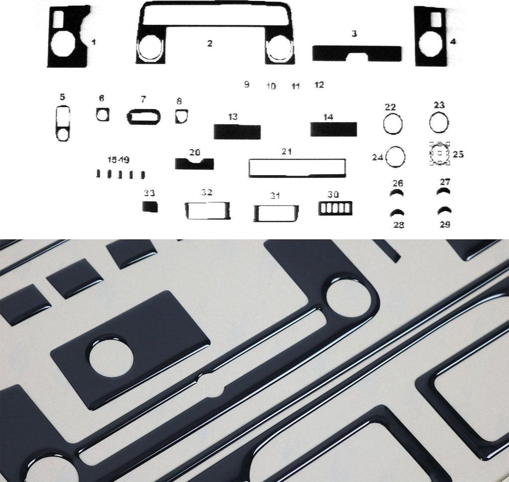 Innenraum Dekor Cockpit für Opel Movano 2002-2010 Piano Schwarz Optik 33tlg