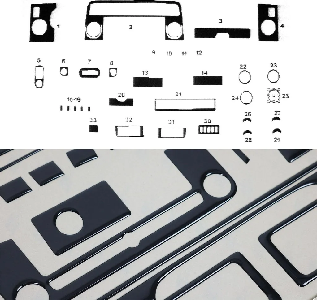 Kit 33 Pezzi Nero Lucido Opel Movano 2002-2010 | Decorazione Abitacolo