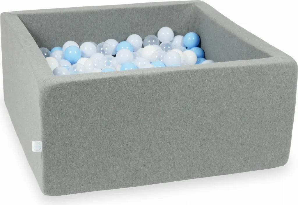 Piscine à balles déhoussable 90x90 gris avec 400 balles perle et bleu