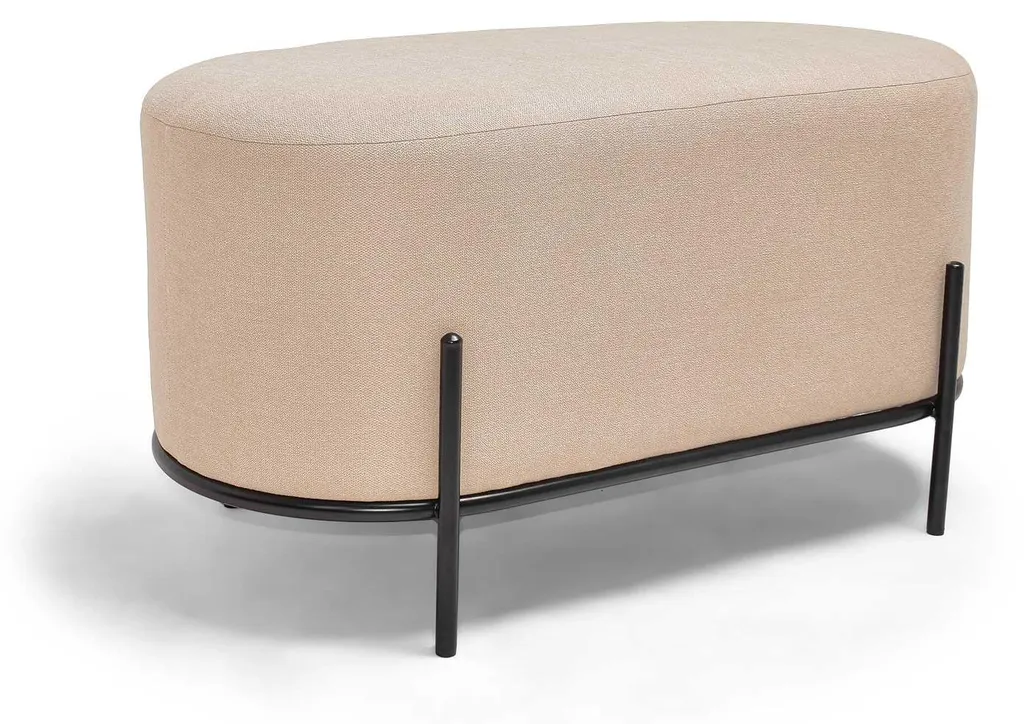 Pouf ovale en tissu lin LIPSIA LINEN : un siège d'appoint chic et cosy