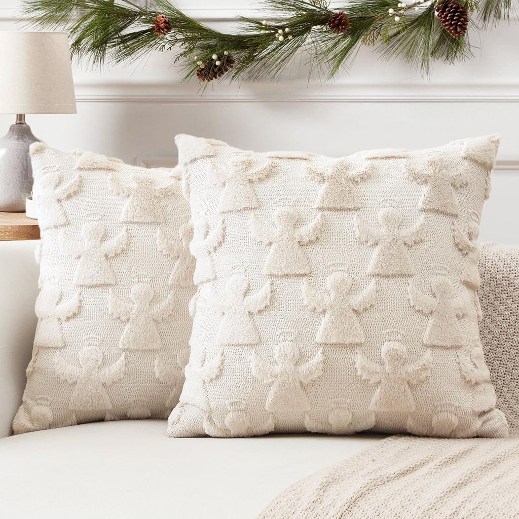 Set mit 2 Kissenbezügen aus weicher Wolle, kurzem Samt, dekorative Kissenbezüge, Sofakissen, Weihnachtskissenbezüge für Sofa und Schlafzimmer, ...