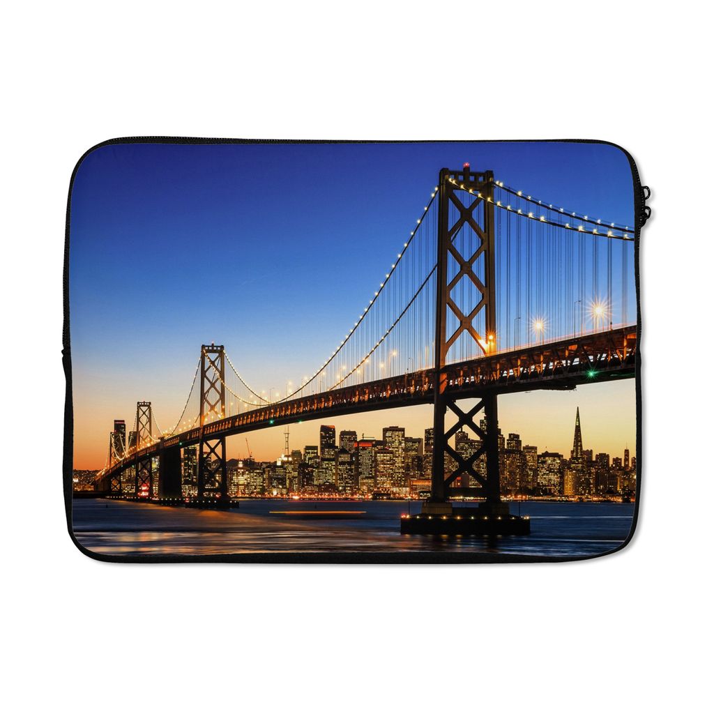 MuchoWow Laptop Hülle 13 Zoll Brücke - San Francisco - Skyline Laptoptasche - Laptophülle - Sleeve - Rundumschutz