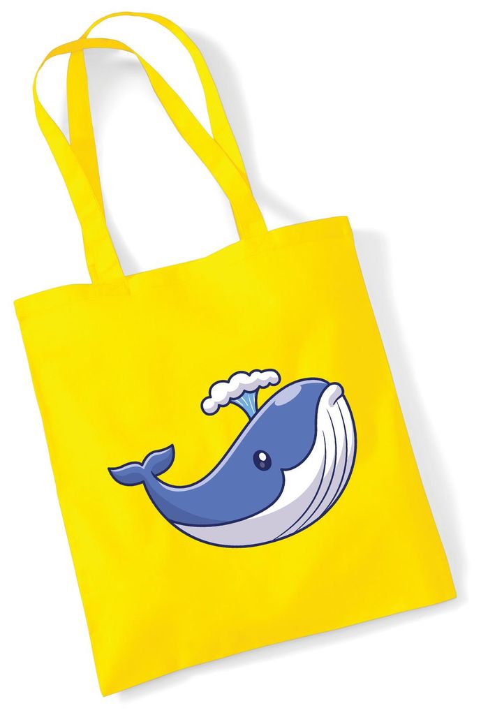 Huuraa Jutebeutel Blauwal Comic 10 Liter Yellow Baumwolle Tasche Geschenkidee