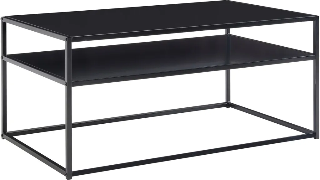 Table basse 100x60x45 cm en métal noir - Table de salon style industriel