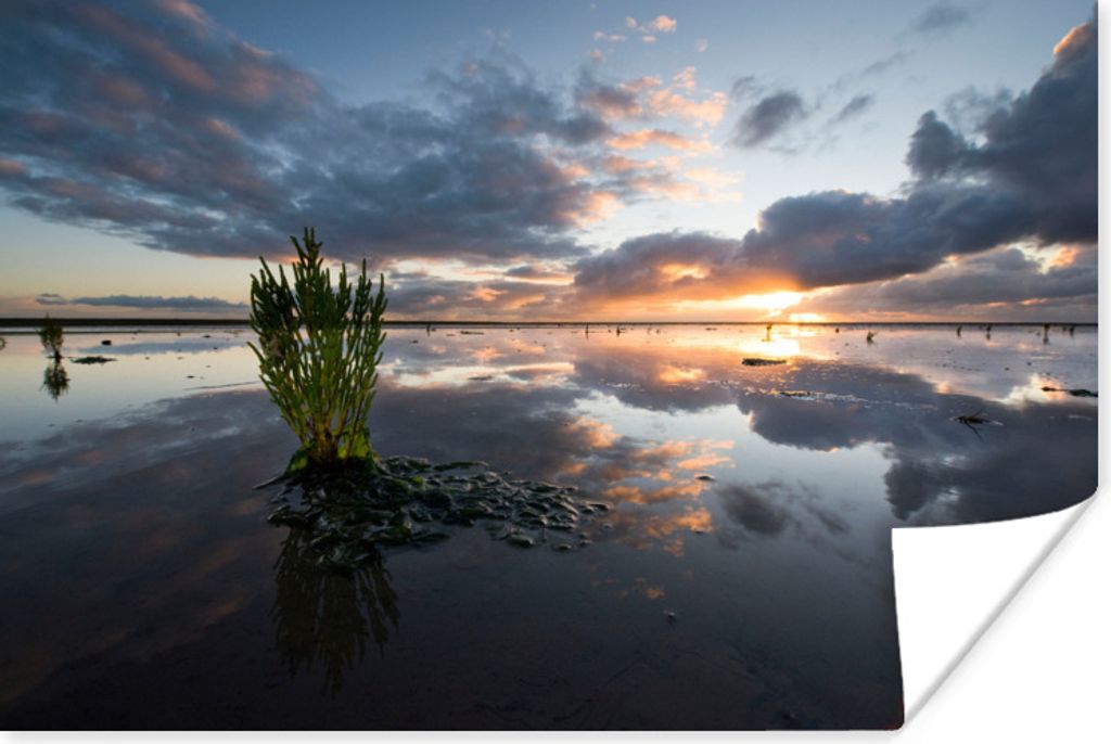 MuchoWow Poster Wattenmeer - Sonnenaufgang - Wasser 120x80 cm - Bilder