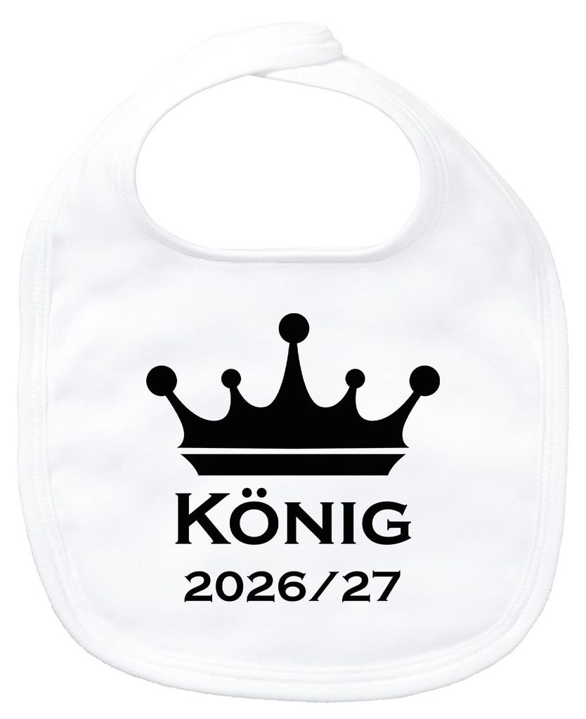 Huuraa Baby Lätzchen König 2026/27 Krone Schüztenkönig White Klettverschluss Baumwolle Latz Geschenkidee