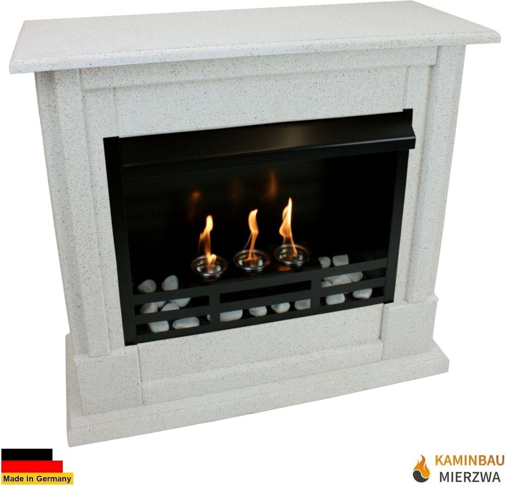 Ethanol und Gelkamin Kamin Modell Rafael Premium Granit hell