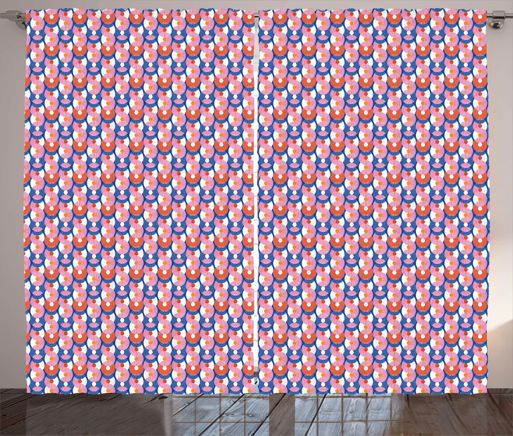 Rideau pour Grand Salon Style Rétro Rustique Rose et Bleu 280x225 cm