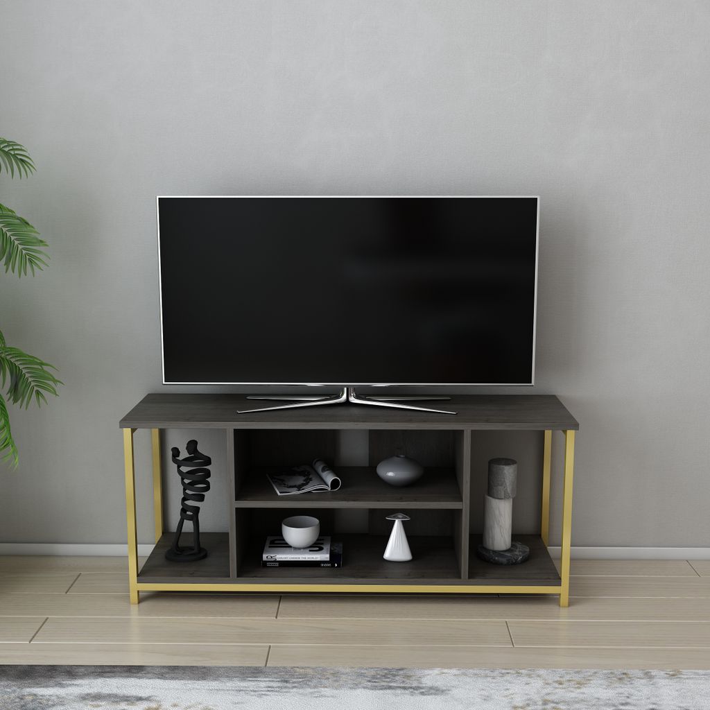 TV-Lowboard Rinaldo für TVs bis zu 55" | Braun & Gold