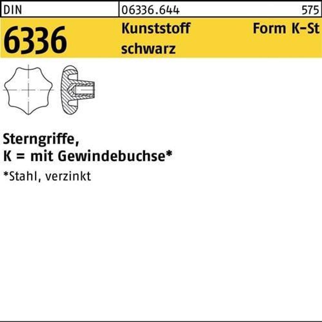 Reyher  Sterngriffe DIN 6336 Kunstst. sw K 80 M 12 (10 Produktbild 