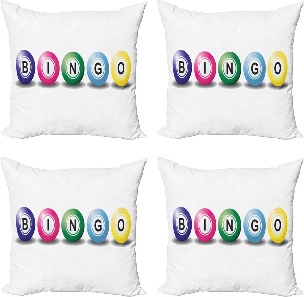 ABAKUHAUS Bingo Kissenbezug Set (4 Stück), 3D Style Bunte Kugeln, Moderner Doppelseitiger Digitaldruck, 50 cm x 50 cm, Weiß und Multicolor