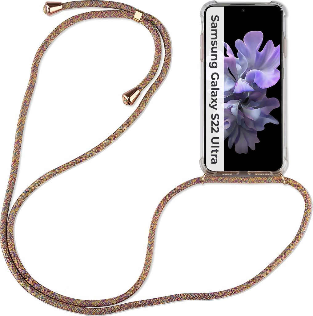 Handykette für Samsung S21 S22 S23 S24 FE Plus Ultra Handyhülle mit Band Hülle Galaxy S22 Ultra Rainbow