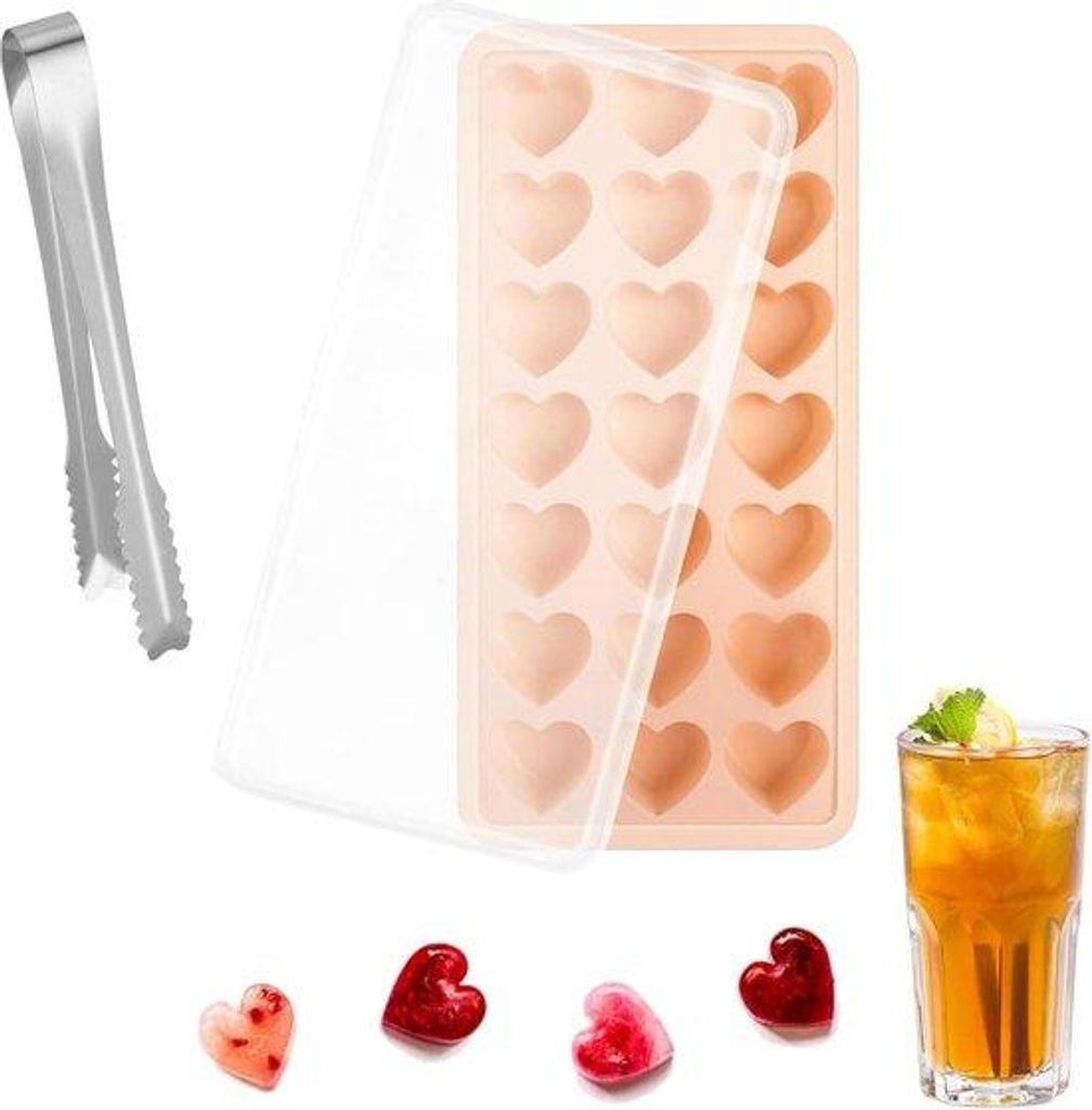 21-Einbauleisblockform aus Silikon mit Deckel und Eismesser - BPA-frei - Geeignet für Whisky, Cocktails und Fruchtsäfte