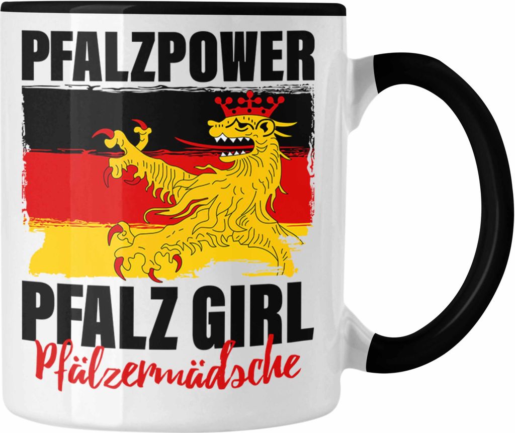 Trendation - Pfalzpower Tasse Geschenk Frauen Pfalz Girl Pfalzmädsche (Schwarz)