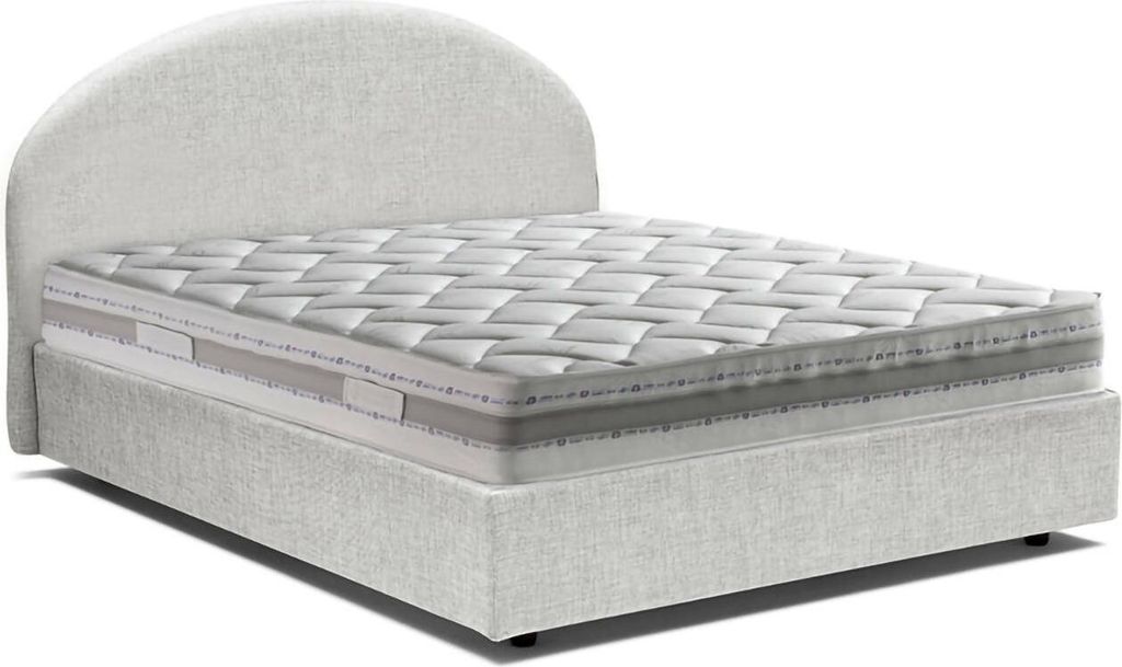 Doppelbett Aurora, Containerbett mit Stoffbespannung, 100% Italy, Frontöffnung, inklusive Matratze Cm 160x200, Weiß
