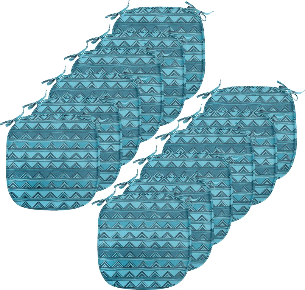 ABAKUHAUS Cuscini Sedie Doodle Triangles Blu e Azzurro 40x40 Set 12