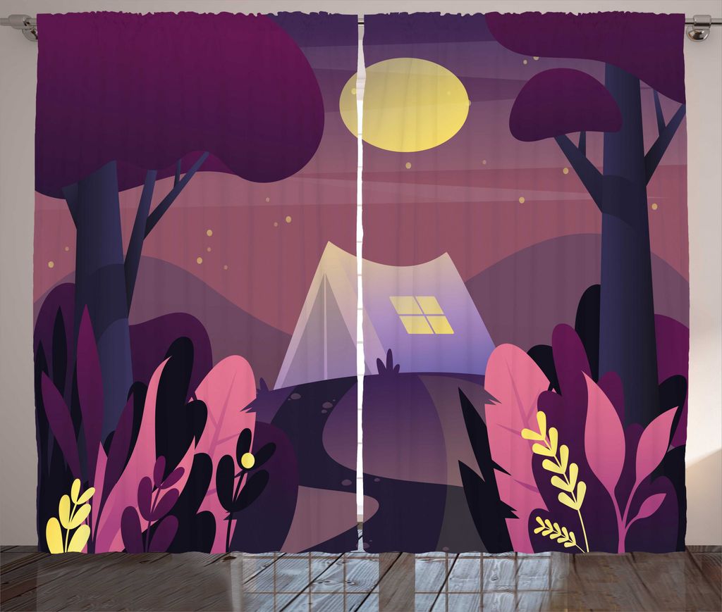 ABAKUHAUS Reise Rustikaler Gardine, Abstrakt Wildlife Camping, Schlafzimmer Kräuselband Vorhang mit Schlaufen und Haken, 280 x 225 cm, Mehrfarbig