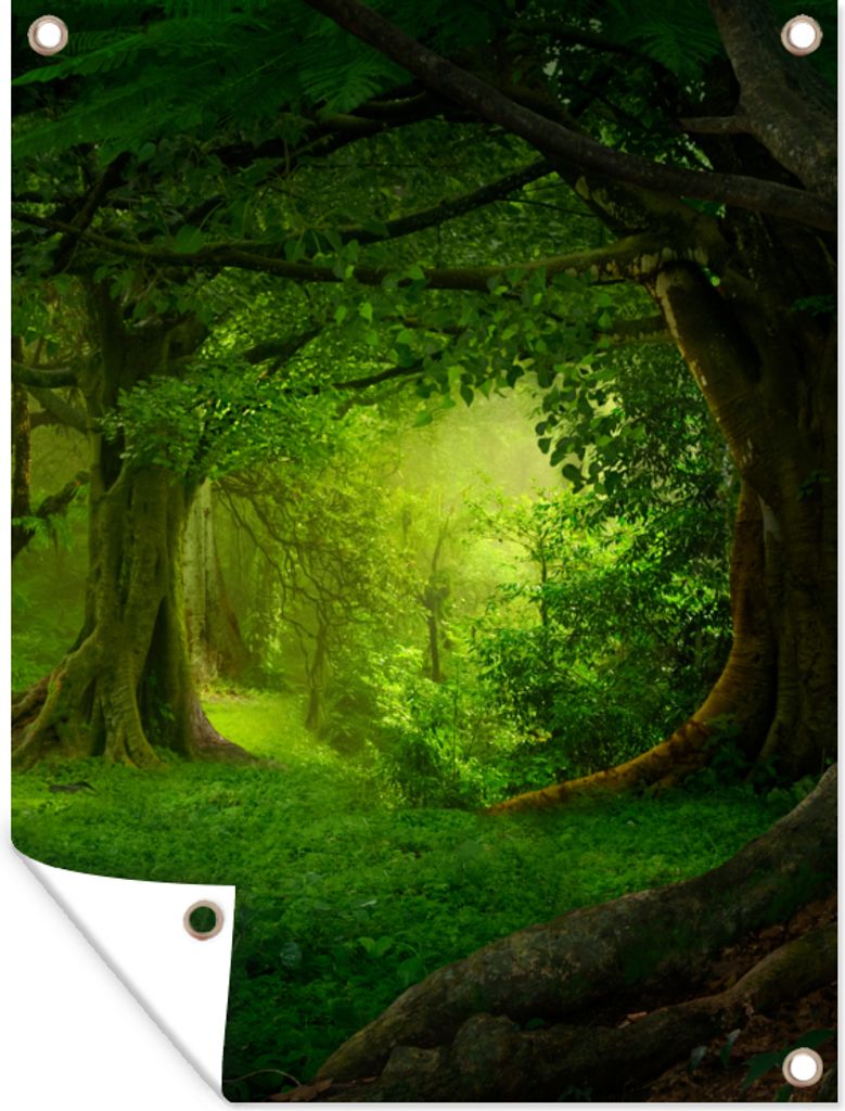 MuchoWow 90x120 cm Outdoor-Poster Gartendeko Sichtschutz Garten Poster für den Garten Bäume - Wald - Grün - Landschaft - Natur