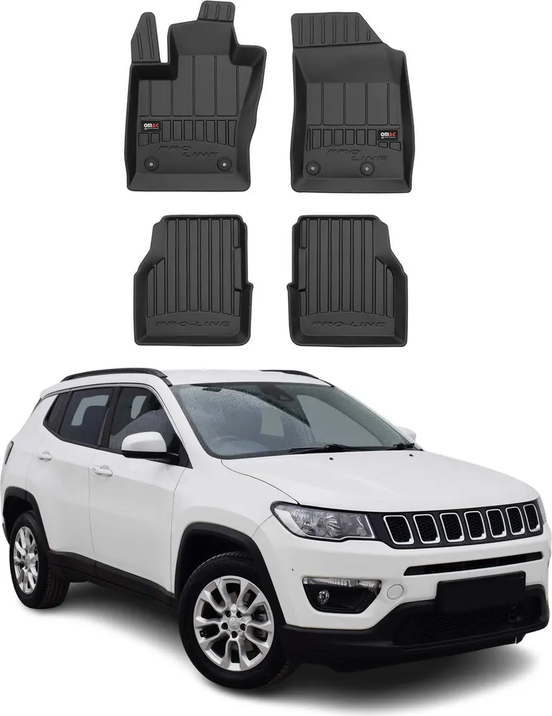 Tappetini 3D Jeep Compass 2017-2025: Gomma TPE All-Weather Nera