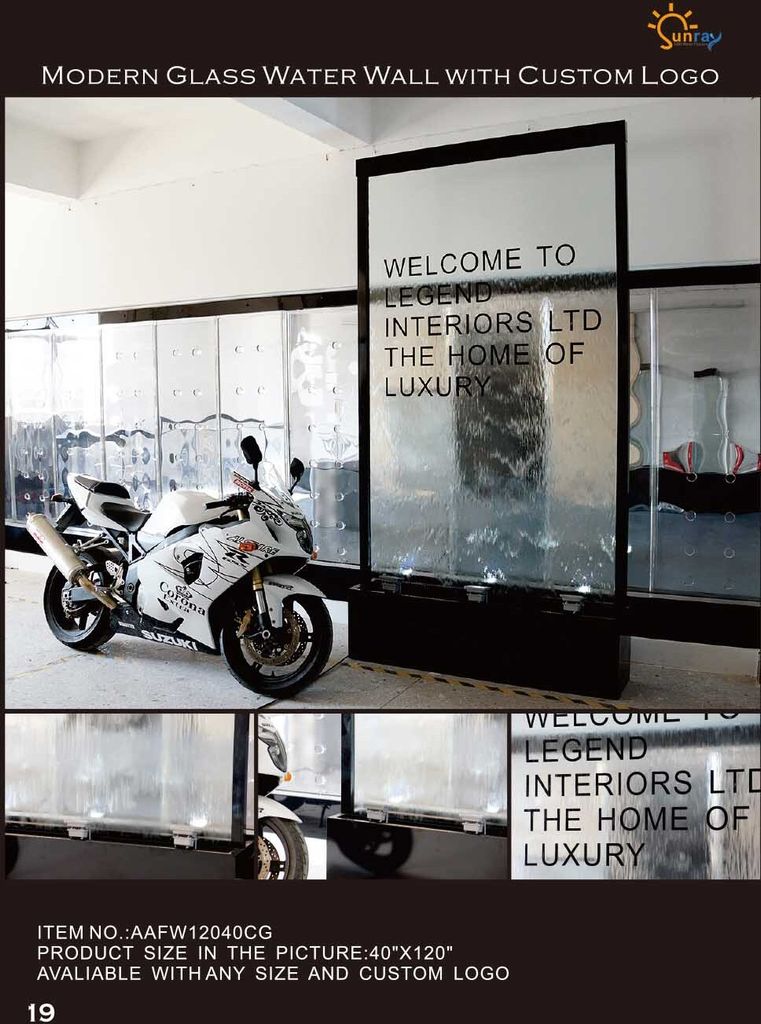 Trennwand Wasserwand Säule Wände LED 100x300 cm Wasserwände Waterwall