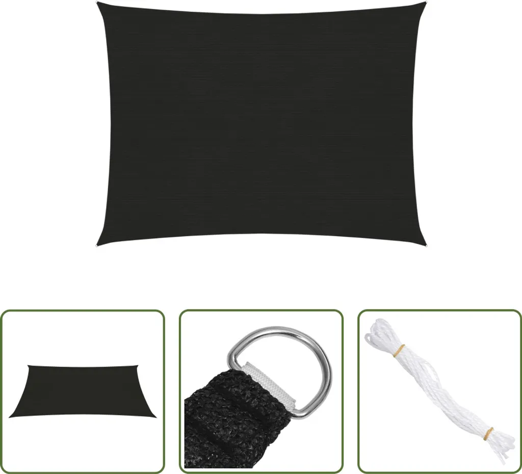 Tenda da Sole HDPE 160g/m² 2x2.5m Nero: Protezione UV Professionale