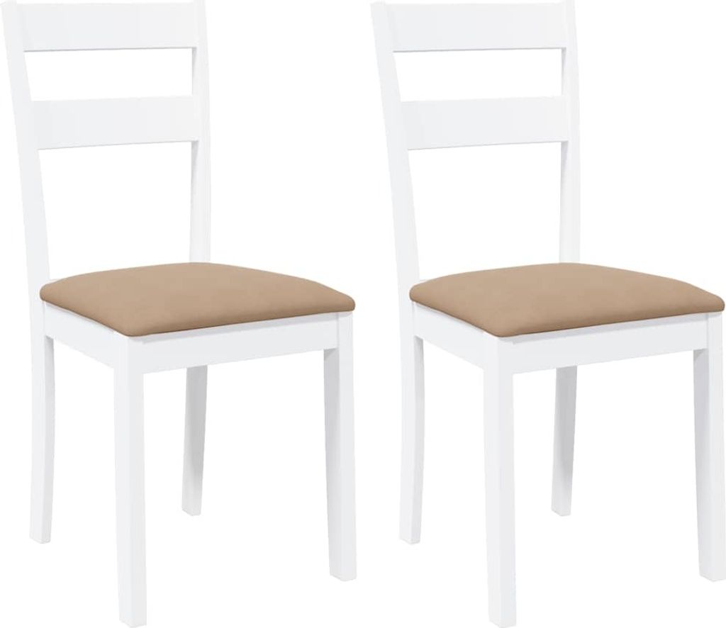 Esszimmerstühle mit Kissen 2 Stk. Weiß Massivholz Gummibaum