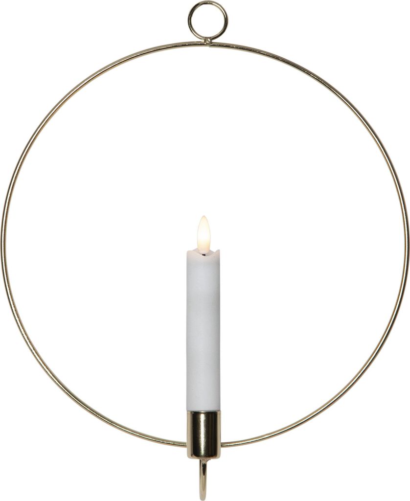 LED-Kerze 'Flamme Wall', mit Ring Ø 28cm, Messing