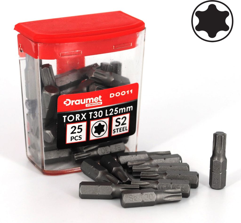 25 TORX T30 Bits aus S2 Stahl Schraubendreher TX30 Bit inkl. Aufbewahrungsbox