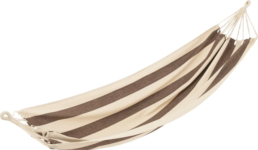 Hamac de Jardin en Toile Rayée Marron et Beige pour la Détente