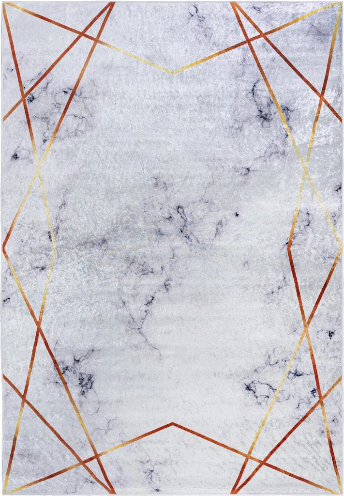 Tapis Mazovia Gris 120x170 cm - Style Abstrait Effet Marbre Lavable