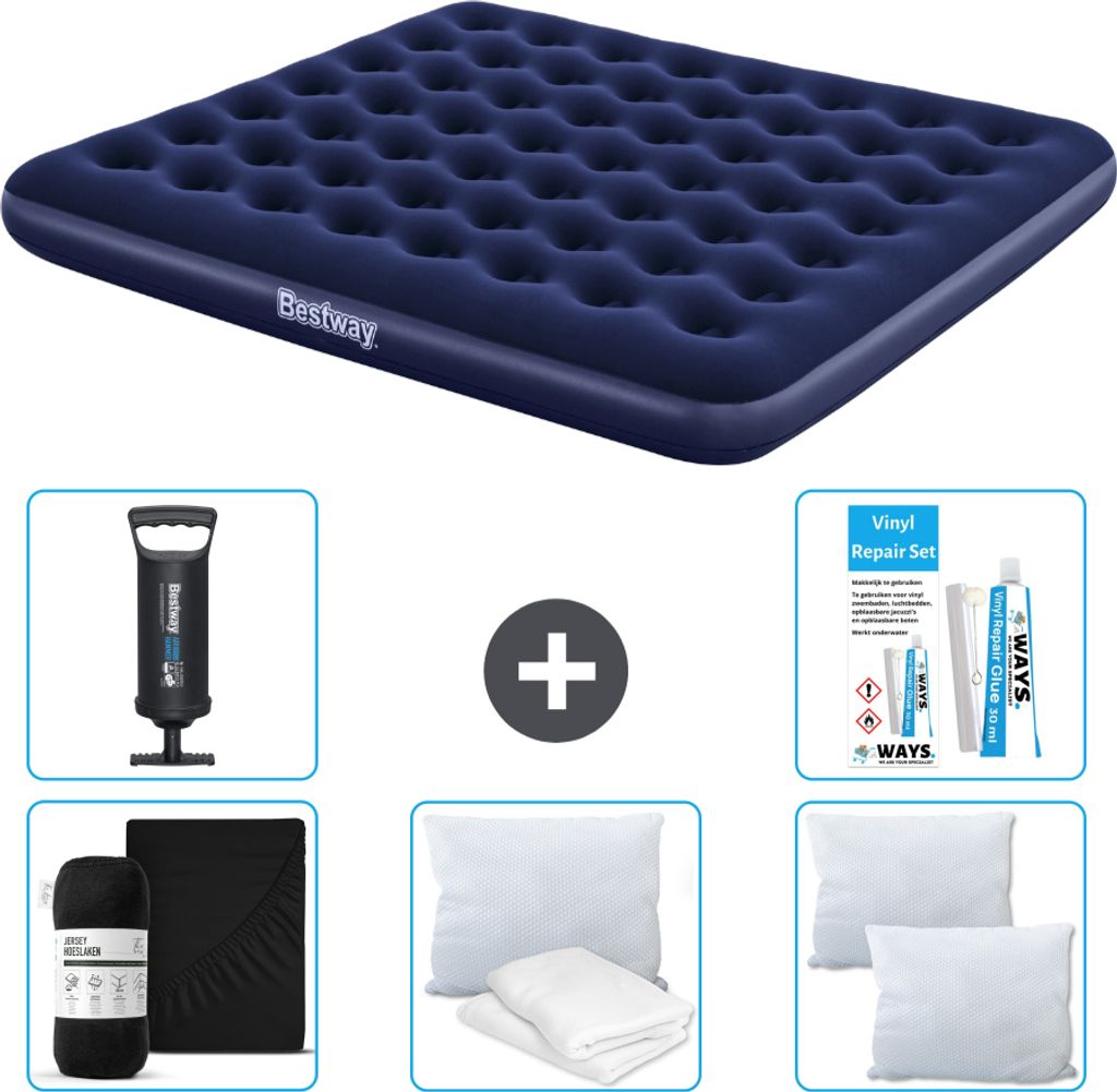 Bestway Luftmatratze – 2 Personen – 183 x 203 x 22 cm – Blau – im Lieferumfang enthalten Zubehör