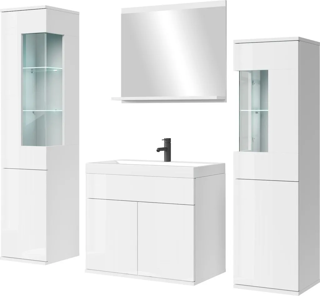Meuble de salle de bain complet Nobel XL avec miroir et armoire haute