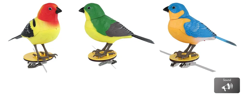 Jouet Éveil Oiseau Chantant pour Enfant Van Manen Rouge et Bleu Vert