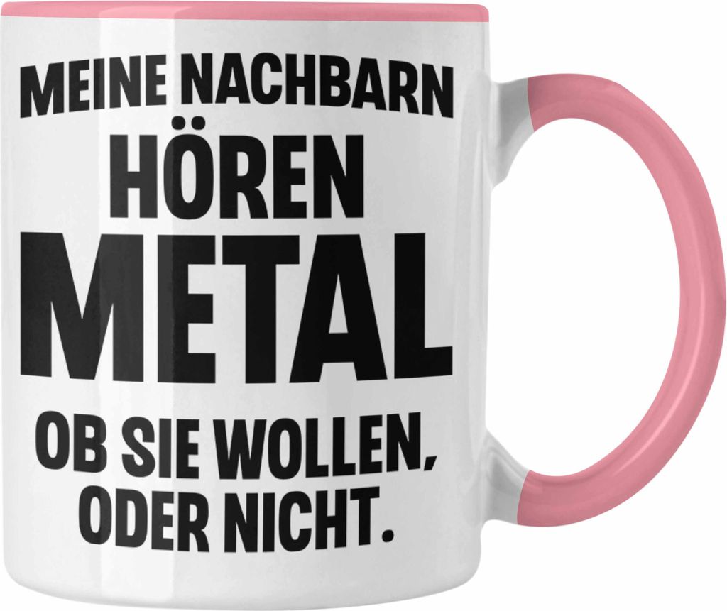 Trendation - Heavy Metal Geschenke Rockmusik Geschenk Tasse Lustig Deko (Rosa)