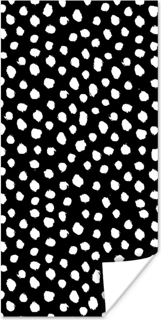 MuchoWow Poster Polka dots - Schwarz - Weiß 60x120 cm - Wandschmuck