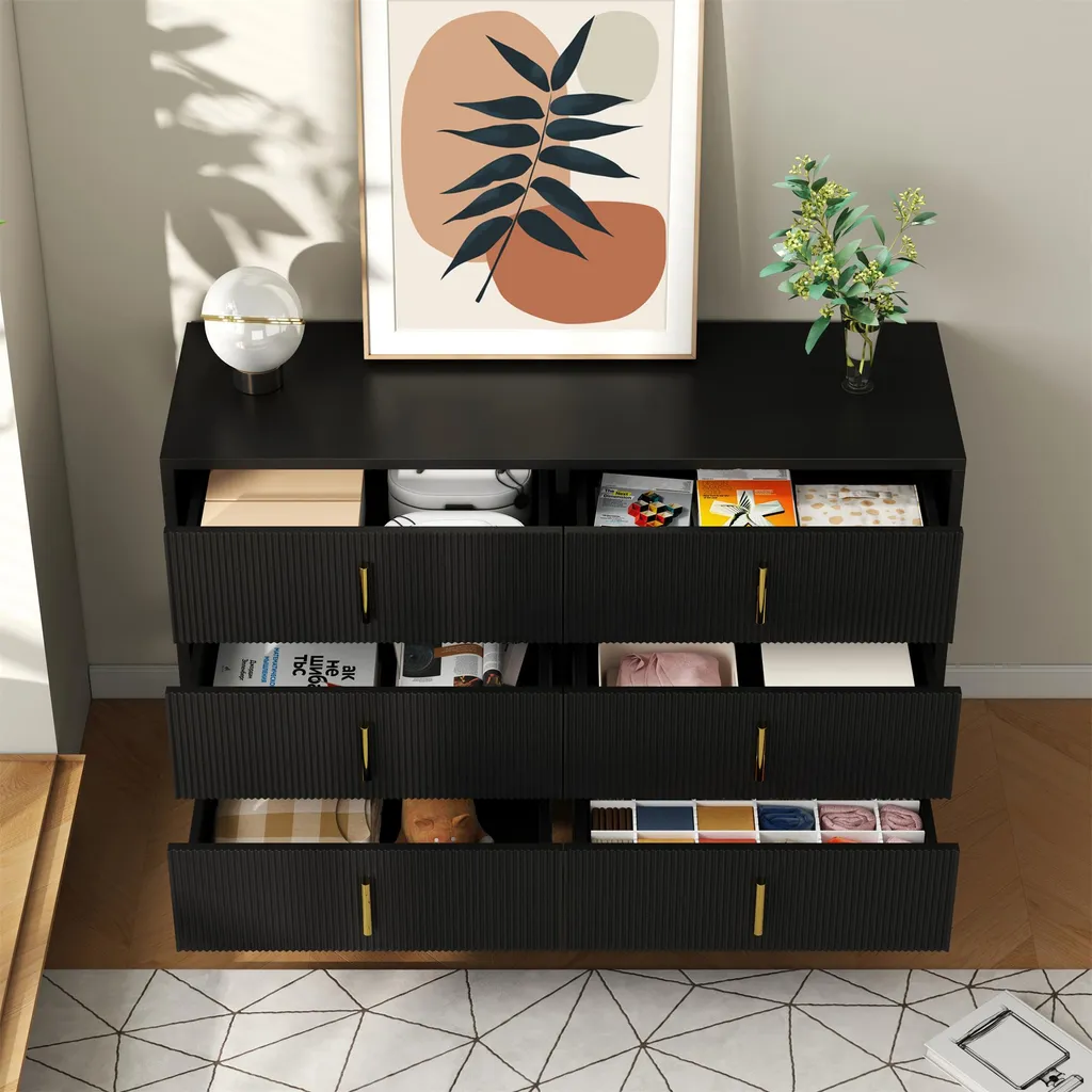Optimisez votre rangement avec cette commode 120 cm à 6 tiroirs