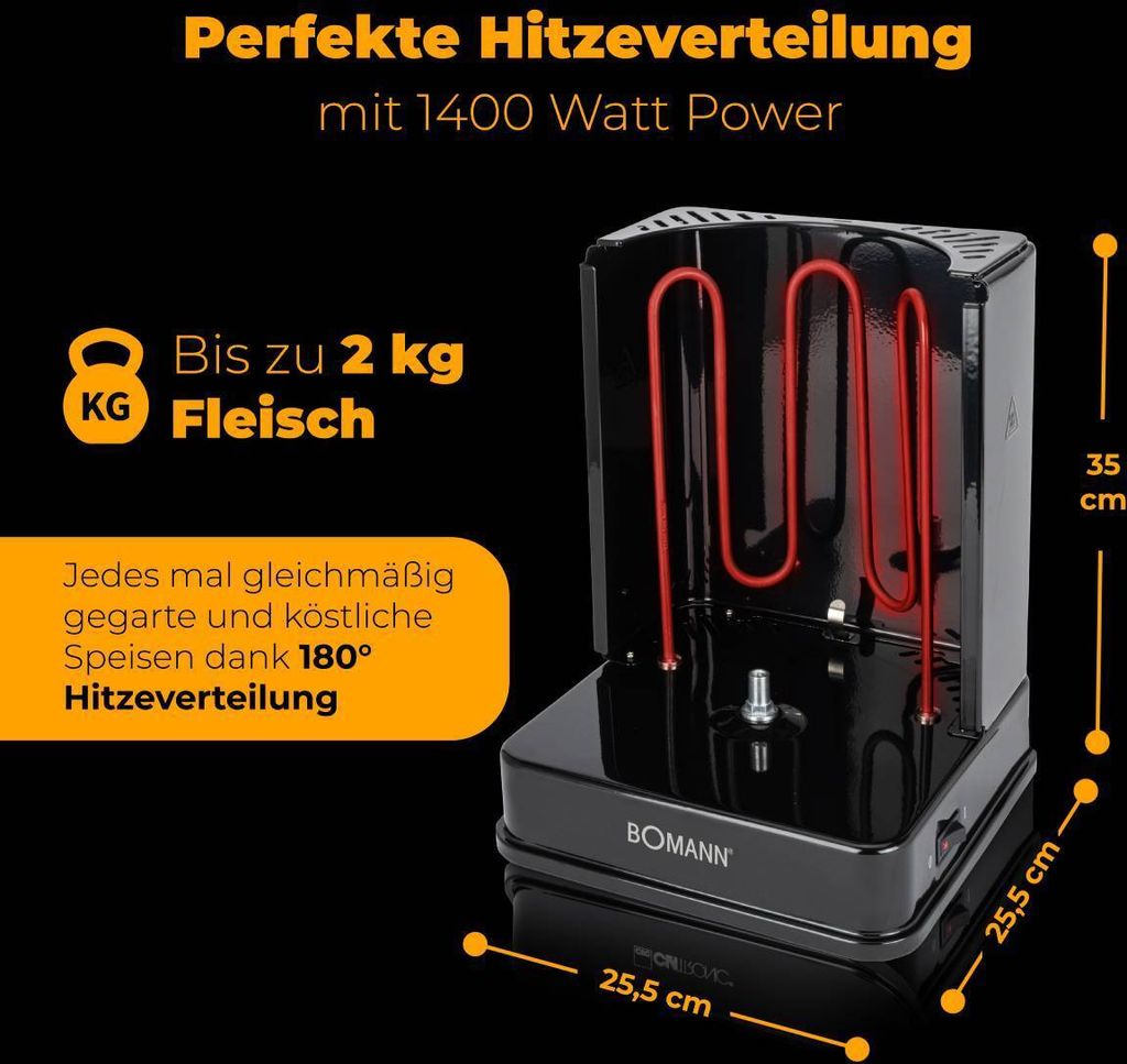 Bomann® Döner-Vertikal-Multigrill | Multigrill Perfekt für Produktbild 3