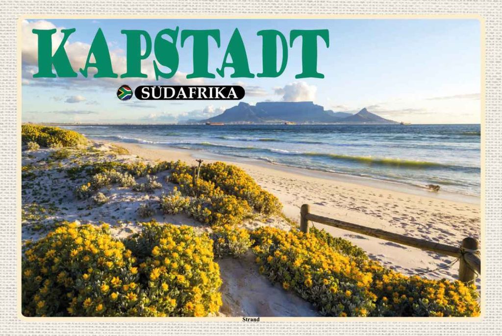 vianmo Holzschild 20x30 cm Kapstadt Südafrika Strand Meer Berge Bildmotiv Reisemotiv Abenteuer Reisen