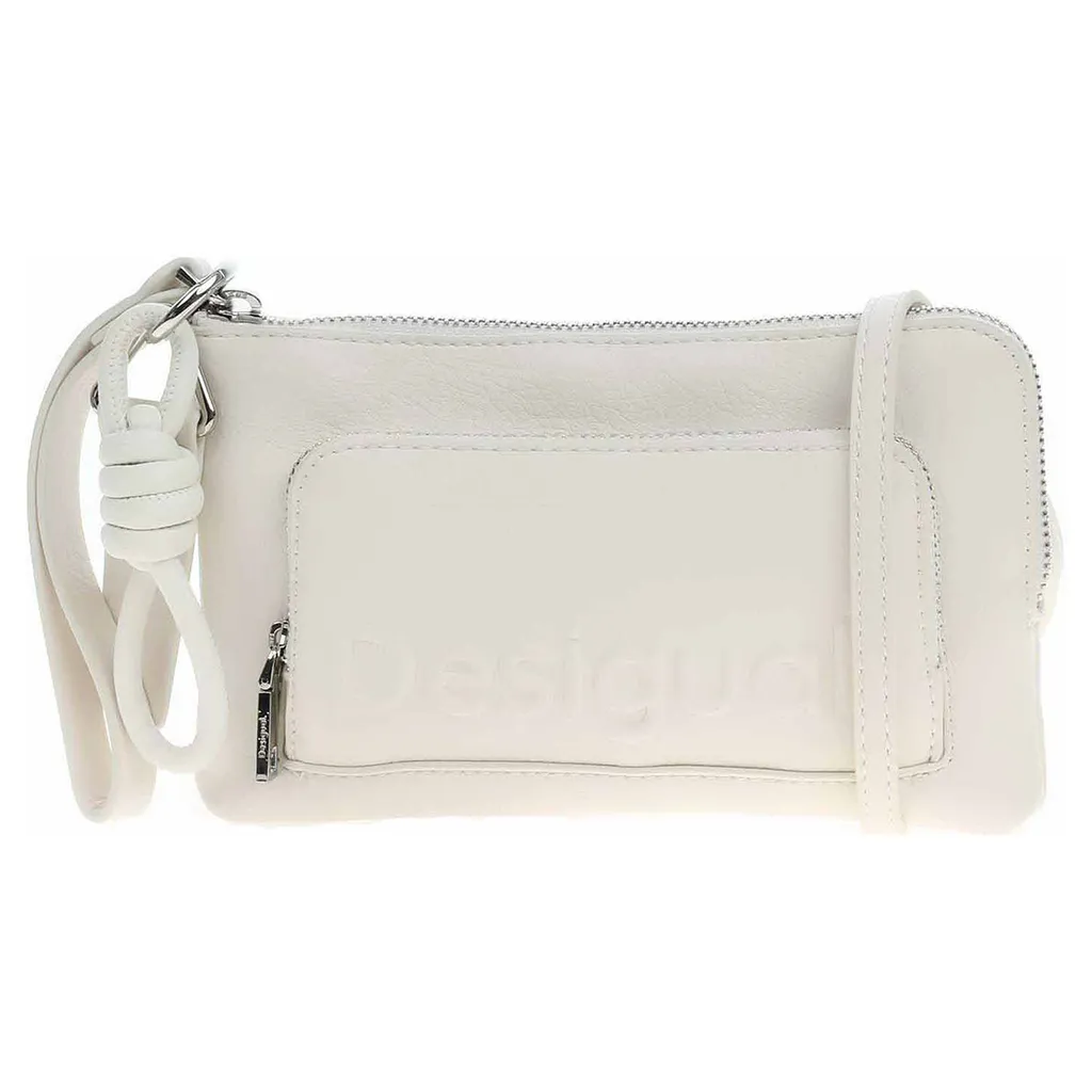 Petit sac porté épaule blanc Desigual avec compartiment portefeuille chic