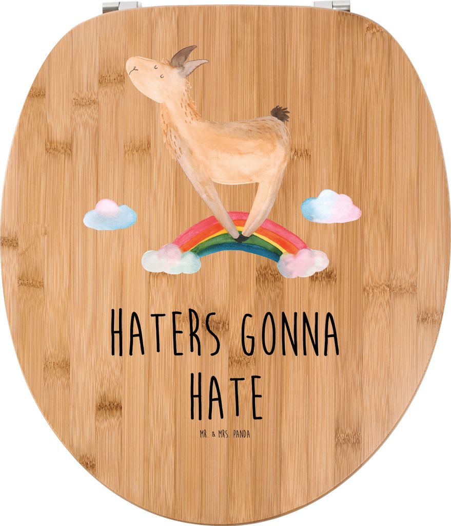 Mr. & Mrs. Panda WC Deckel Lama Regenbogen - Transparent - Geschenk, Sitz, klo, Klo-Deckel, Toilettendeckel, Brille, Hobby, Haters Gonna Hate, Frei...