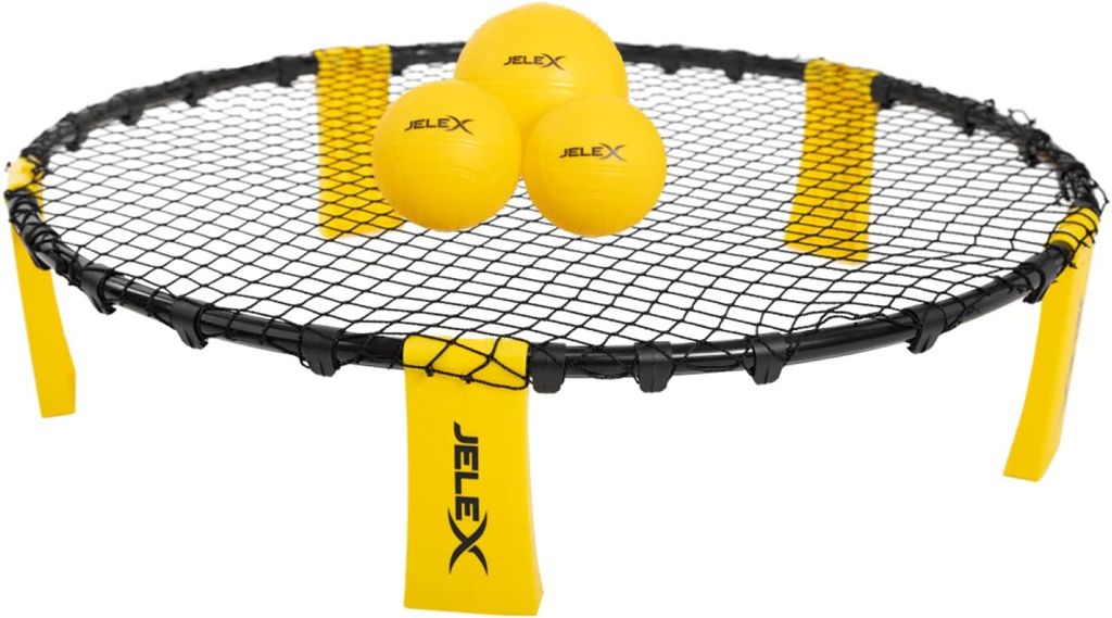 Einheitsgröße JLX-267|JELEX "Smash" Roundnet 6er-Set mit 3 Bällen gelb