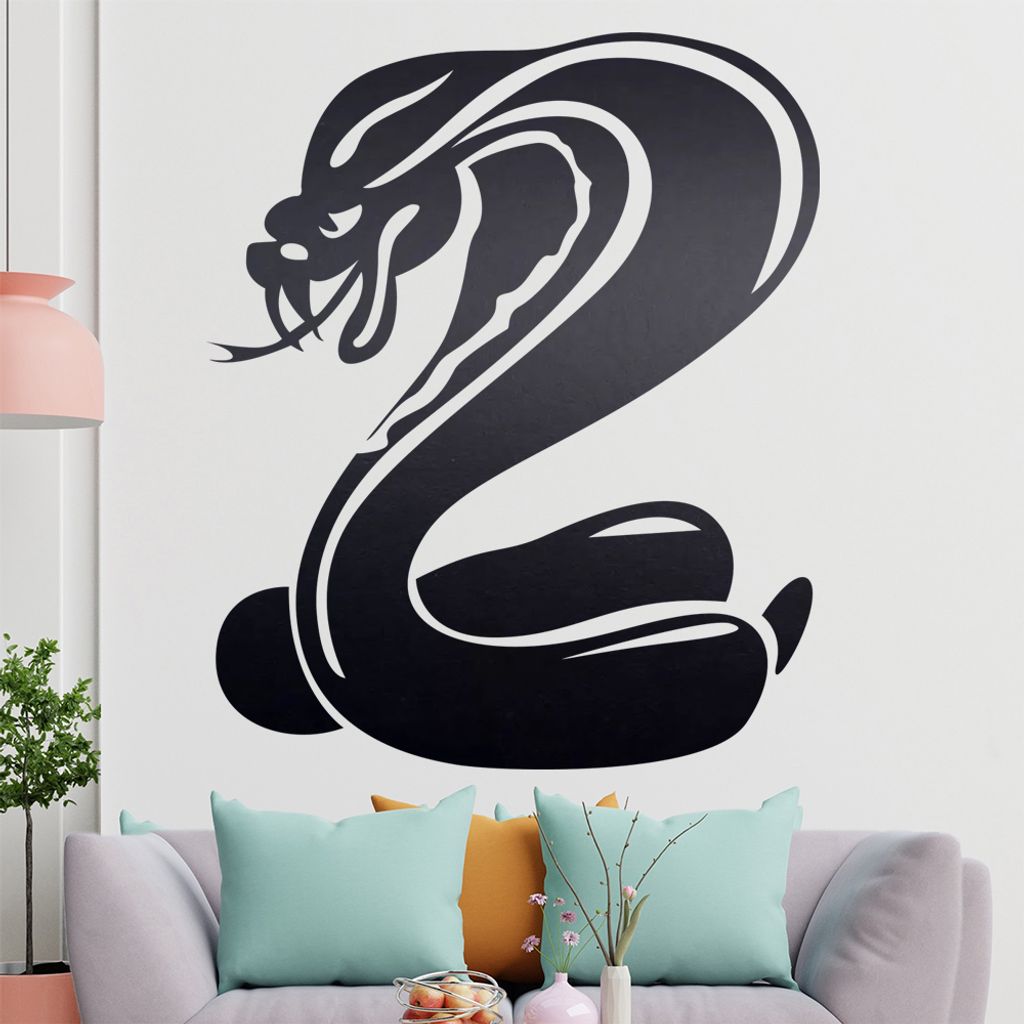 KIWISTAR Kobra Schlange - Aggresiv Gift Biss Wandtattoo in 6 Größen - Wandaufkleber Wall Sticker - Dekoration, Küche, Wohnzimmer, Schlafzimmer, ...