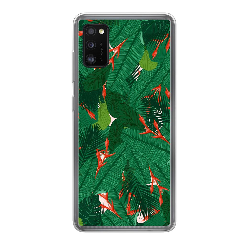 MuchoWow Handyhülle Schutzhülle Hülle für Samsung Galaxy A41 Blumen - Blätter - Muster Silikon Softcase Handy Hülle - Mobiltelefon
