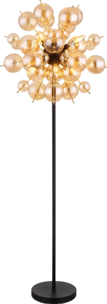 Lampadaire Arqué Globo Udo en Métal Laiton Noir pour Salon Chic E14