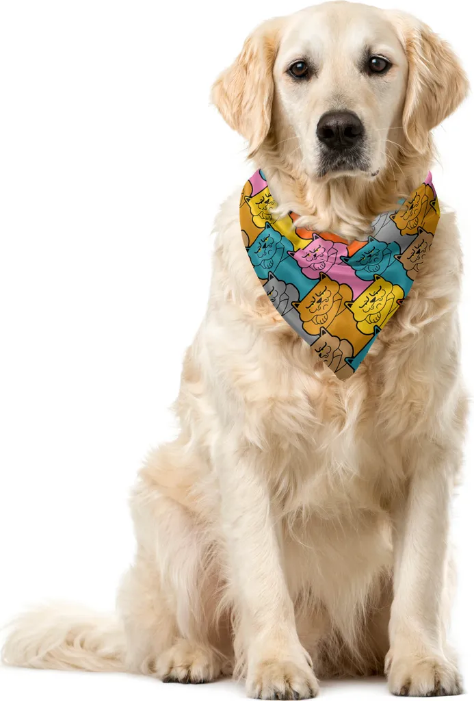 Bandana Gatti Facce Scontrose ABAKUHAUS - Accessorio Pet Divertente 40x40