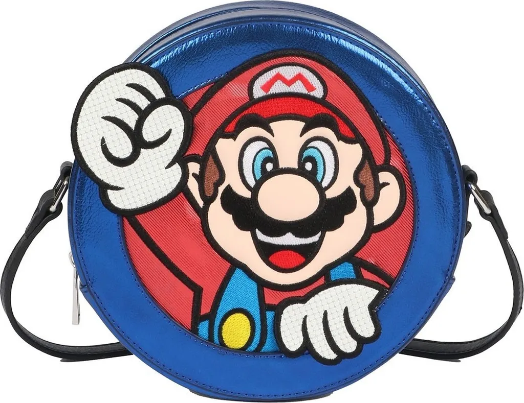 Danielle Nicole - Borsa a tracolla, 'Super Mario' NS5825 (taglia unica) (Blu brillante/rosso/argento)