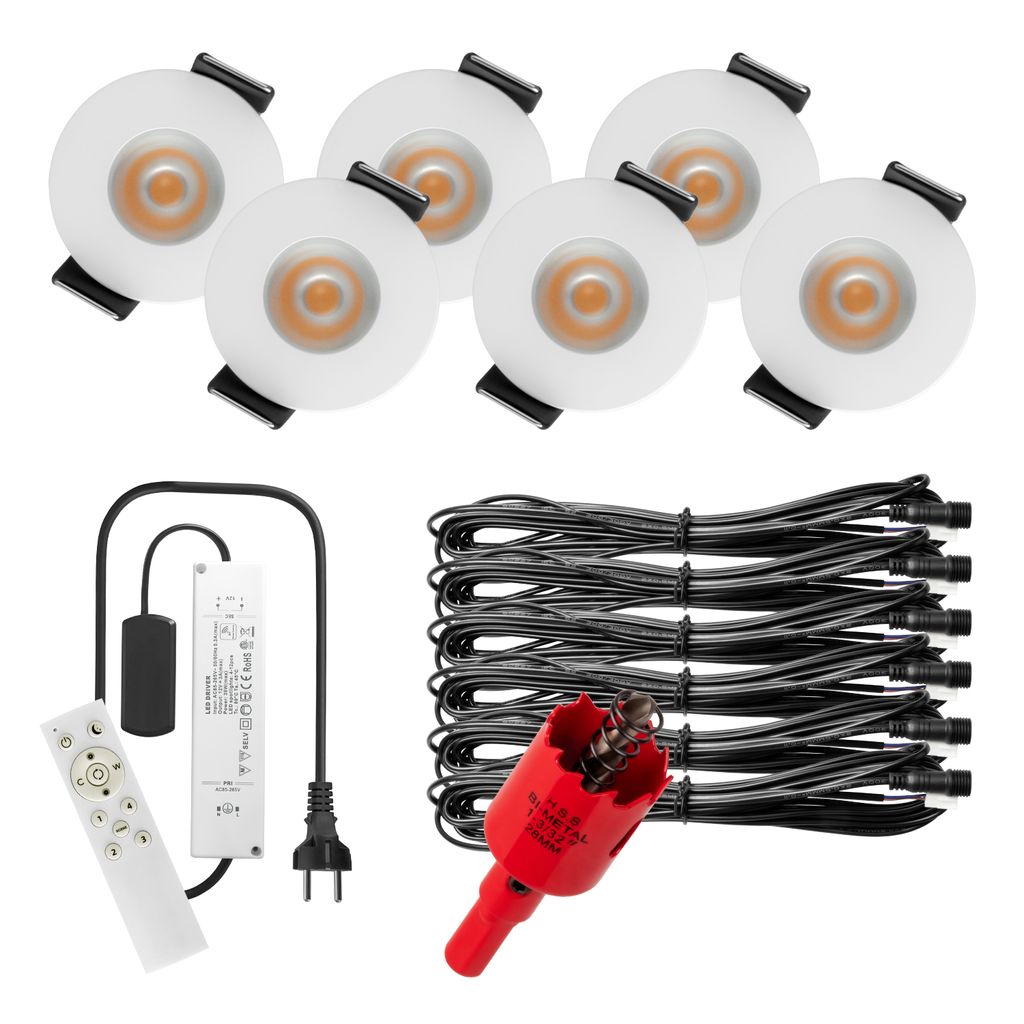 S-Polylight PREMIUM Mini LED- Einbauspots Warmweiss 3.000K, Smart, Smarthome, App, Alexa, DIMMBAR, IP65, FUNK 3W LED Einbaustrahler Terrassenüberd...