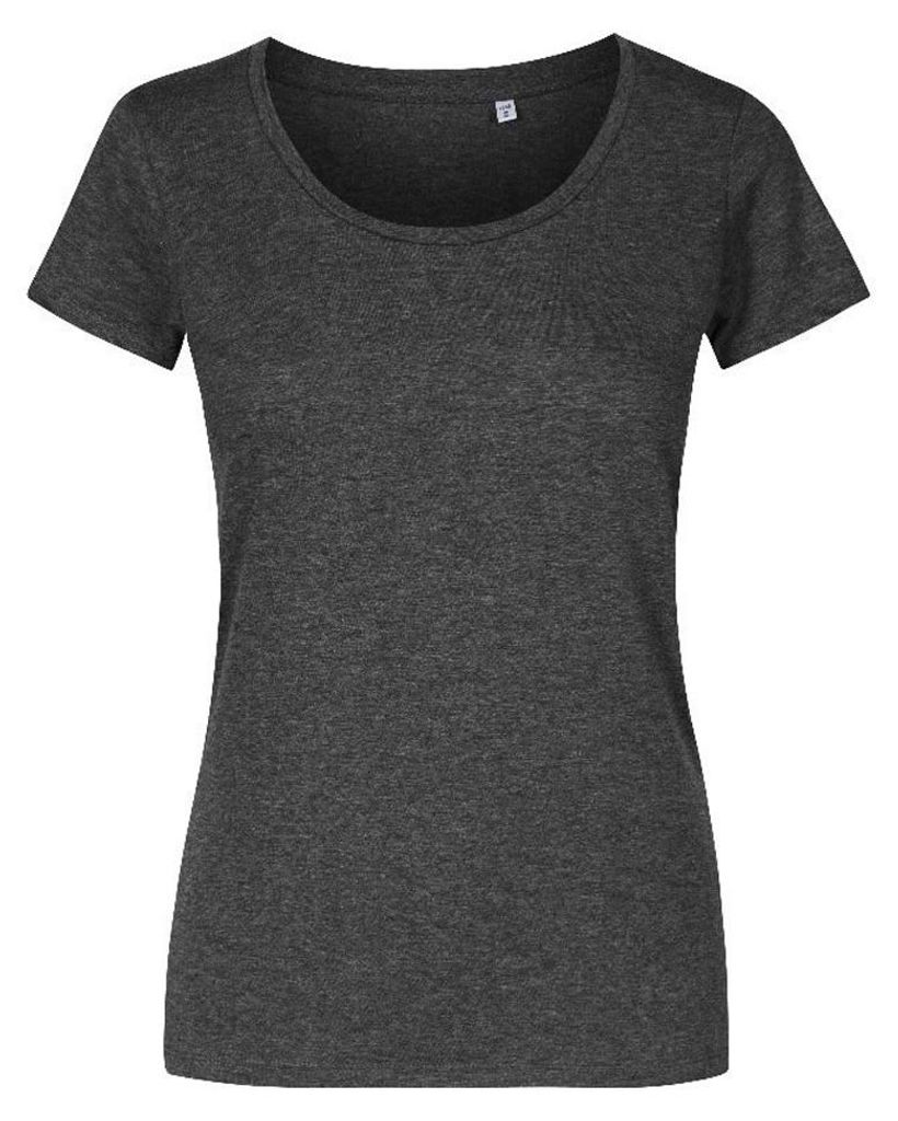X.O By Promodoro - T-Shirt Tiefer Rundhalsausschnitt für Damen LT3593 (M) (Schwarz meliert)