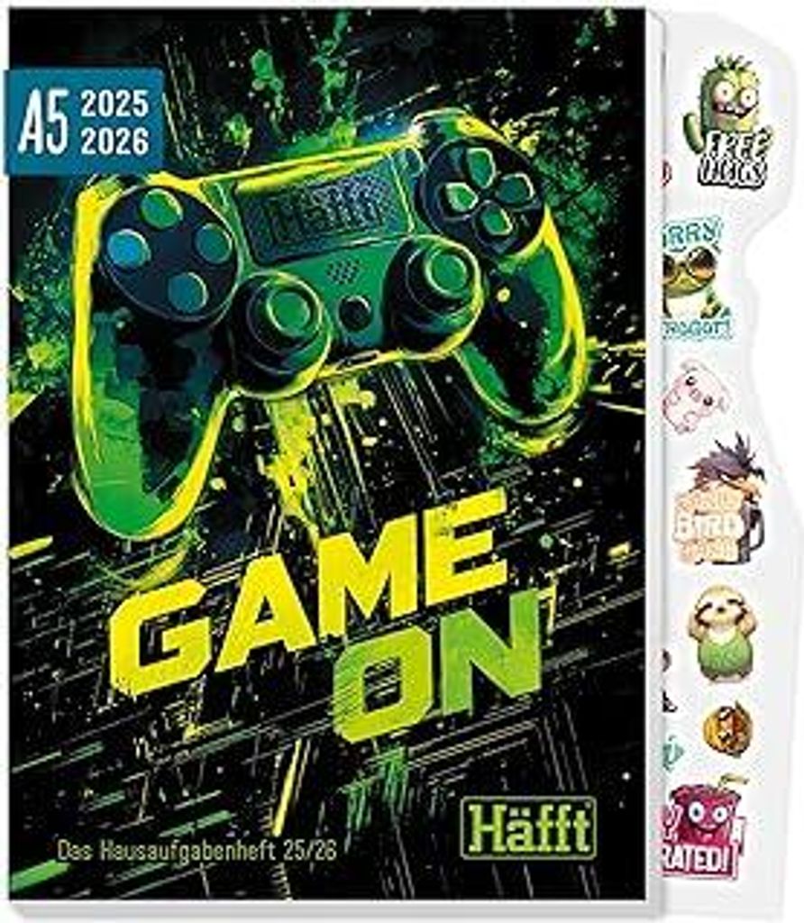 HäfftOriginal Hausaufgabenheft 2025/2026 A5 Game On ultimativer Schülerkalender, Schülerplaner - nachhaltig & klimafreundlich